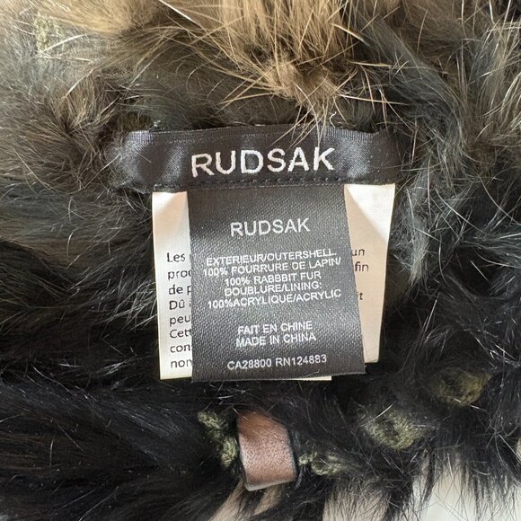 Rudsak Black Khaki 100% Rabbit Fur Toque Hat with Pom Pom Winter Warm Soft - Picture 3 of 4